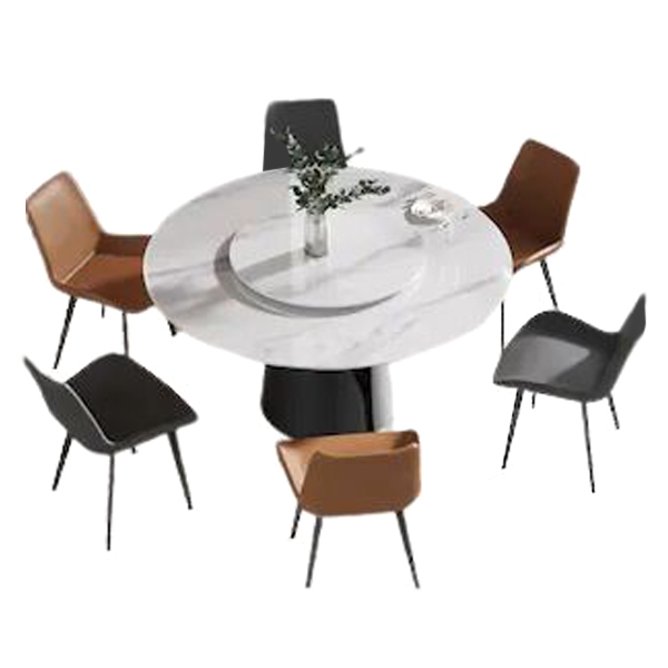 Crenus Round Dining Table with White Lazy Susan - White/Gold, 53.15”