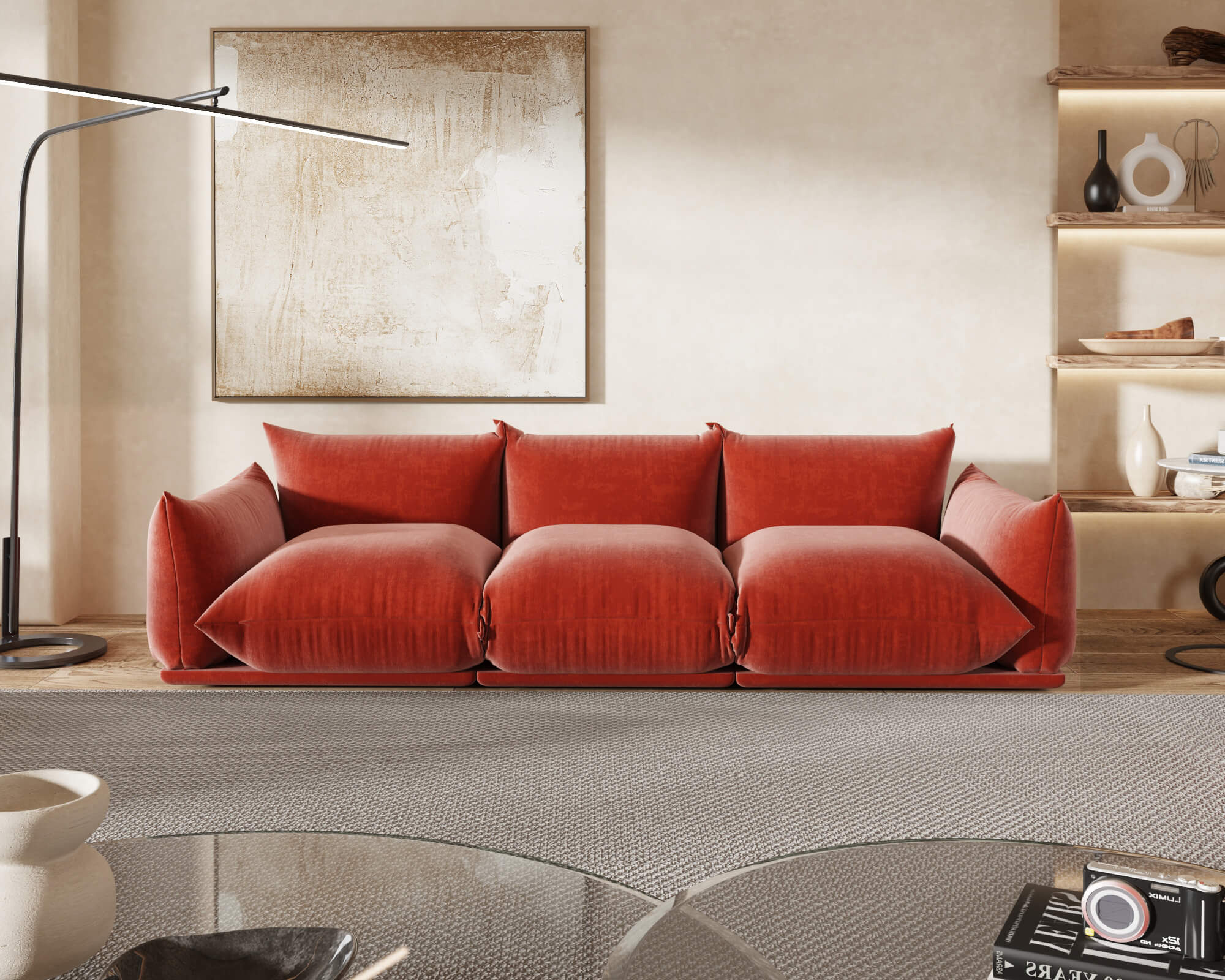 Crenus Sereno 103.93" 3-Seater Sofa Chenille Floor Sectional Couch - Black