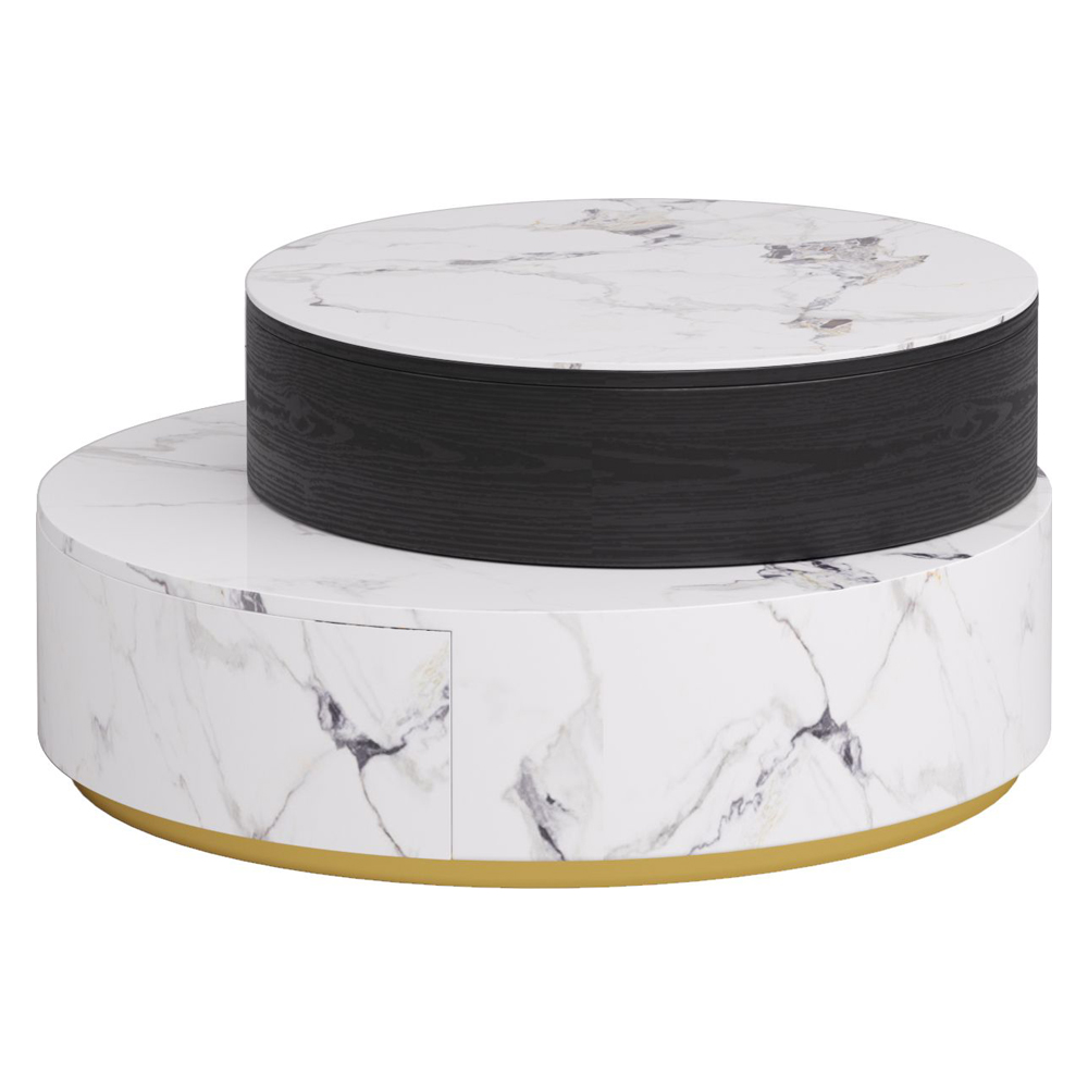 Crenus - Delizia 35.43"-27.56" Lift-Top Marble Coffee Table