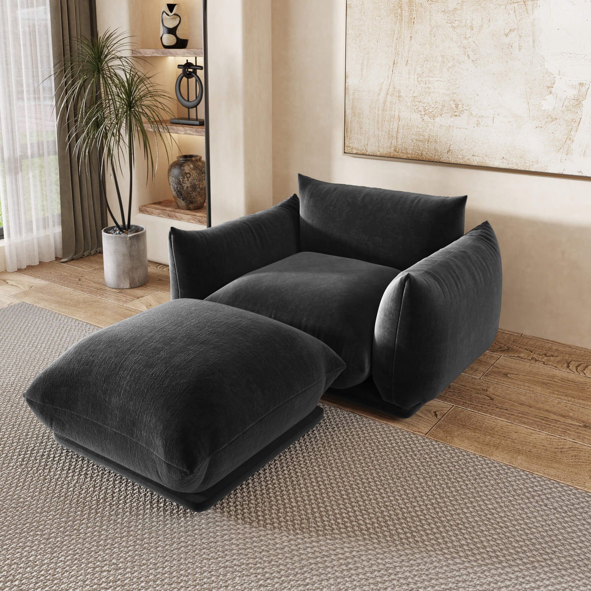 Crenus Sereno Ottoman for Sectional Sofa - Orange, Chenille