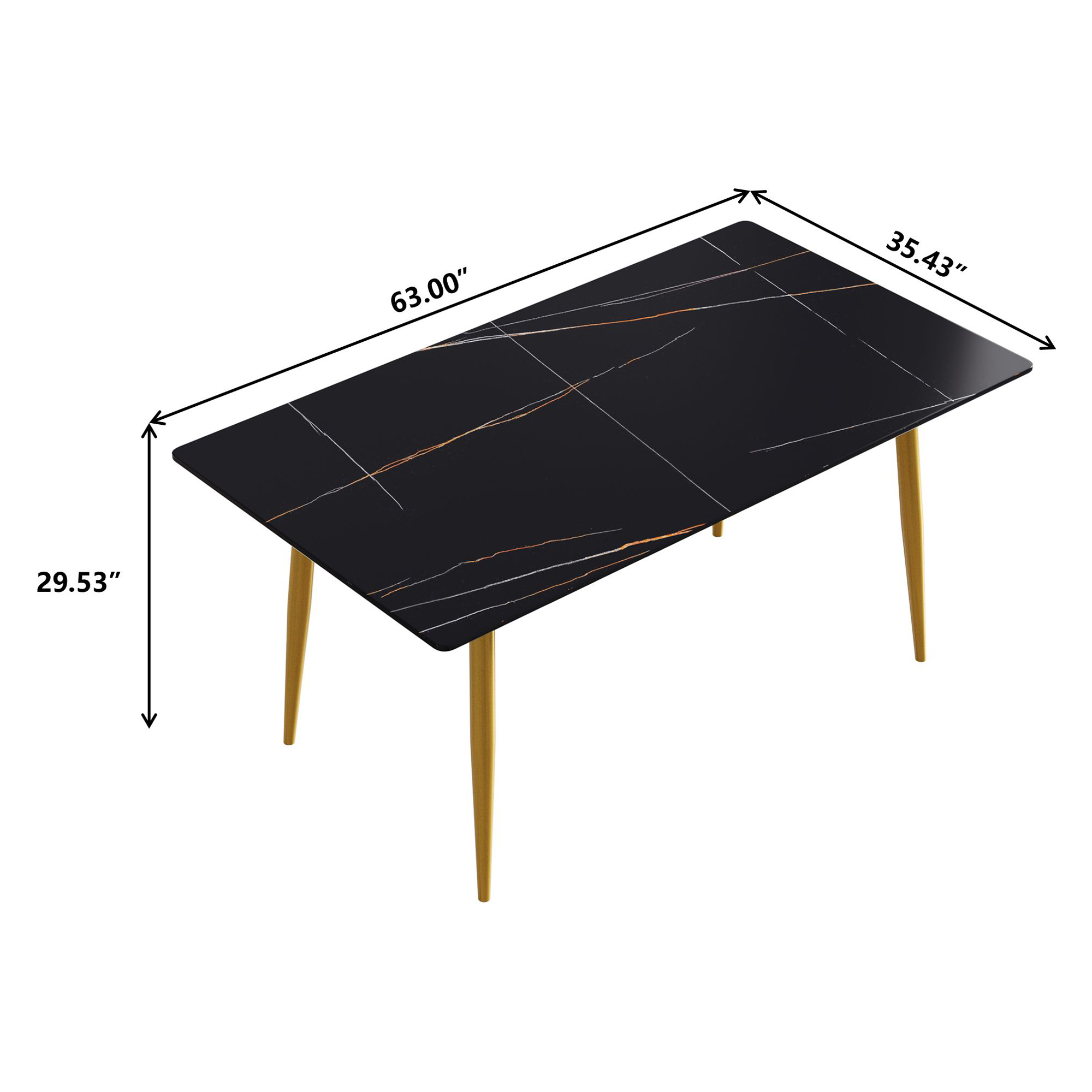 Crenus Sophia Rectangular Dining Table - White/Gold, 63"