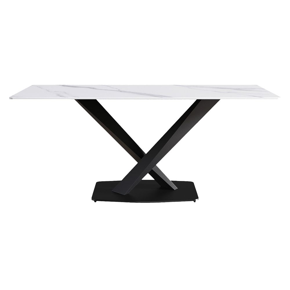 Crenus Pietra Rectangular Dining Table - White/Black, 70.87''