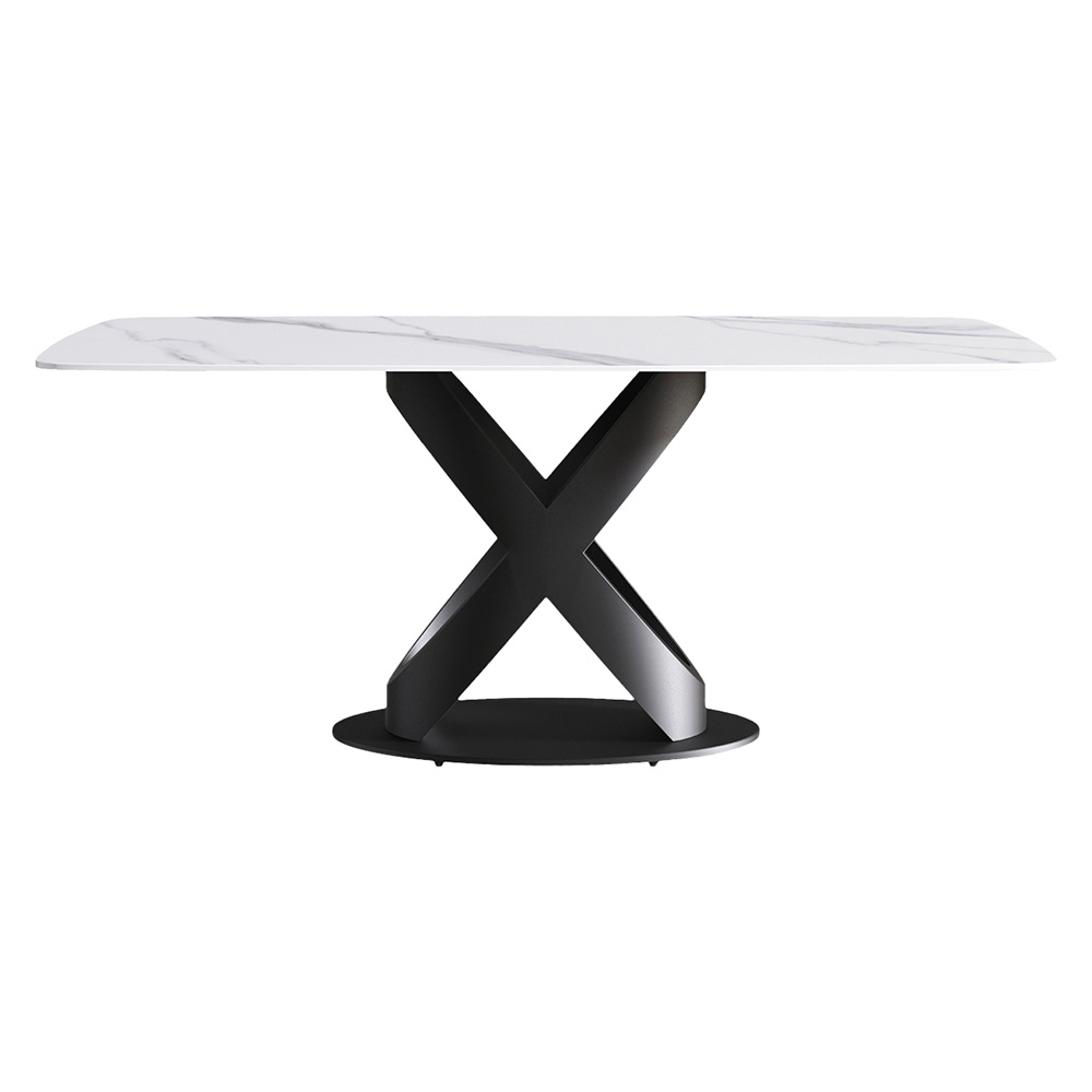 Crenus Luserna Curved Rectangular Dining Table - Black, 63"