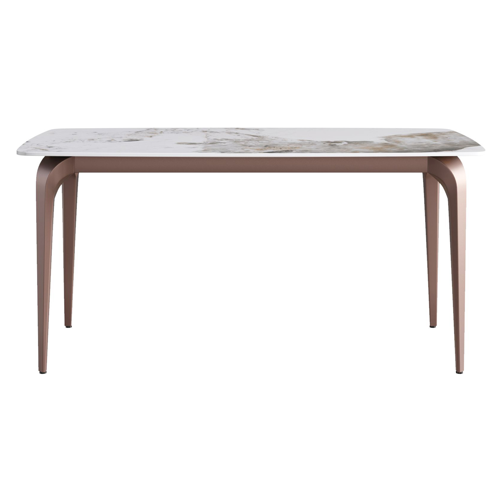 Crenus Sicilia Curved Rectangular Dining Table - Pandora/Gold, 70.87''