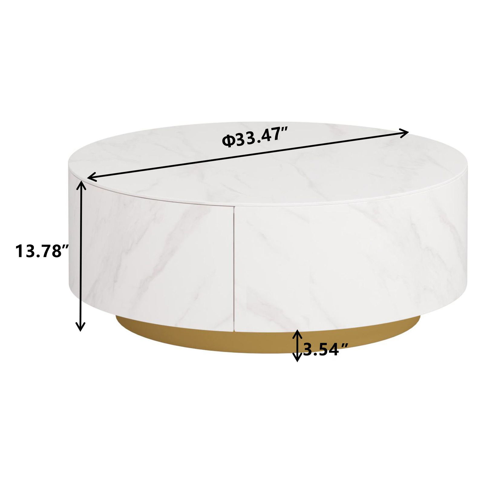 Crenus - Dolce 33.47" Marble/Wood Round Coffee Table
