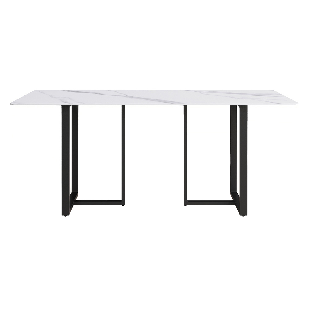 Crenus Trani Rectangular Dining Table - White/Black, 70.87''