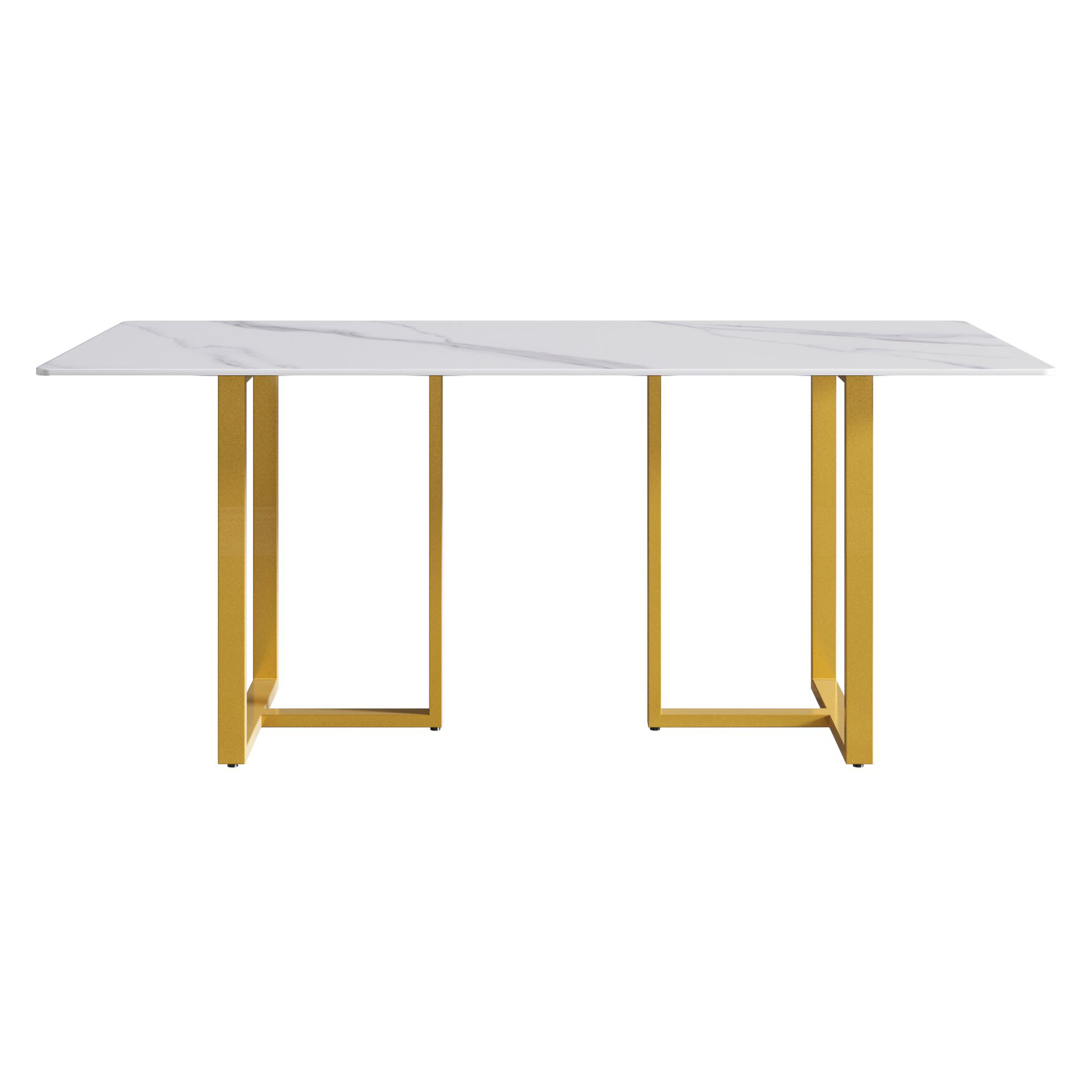 Crenus Trani Rectangular Dining Table - White/Gold, 63"
