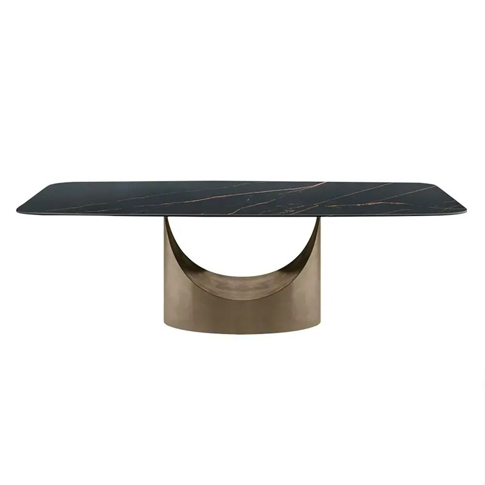 Crenus Hobart Rectangular Dining Table - White/Gold, 62.99”