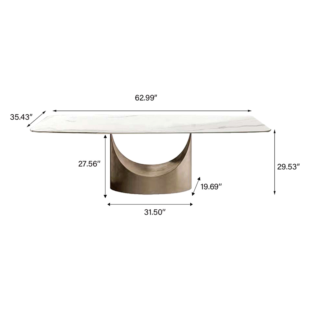 Crenus Hobart Rectangular Dining Table - White/Gold, 62.99”