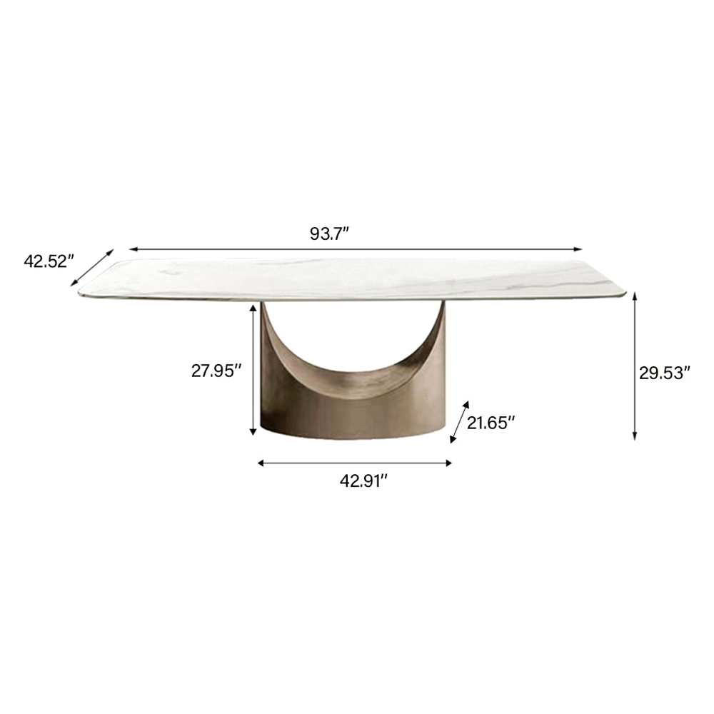 Crenus Hobart Rectangular Dining Table - White/Gold, 62.99”