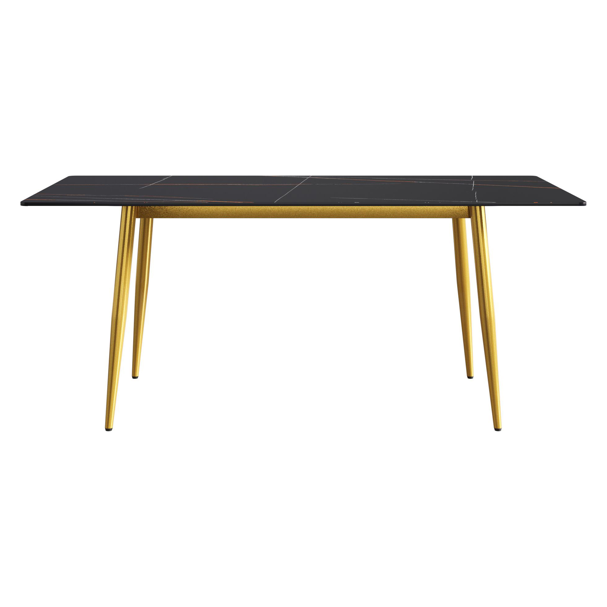Crenus Sophia Rectangular Dining Table - Gray/Gold, 70.87''