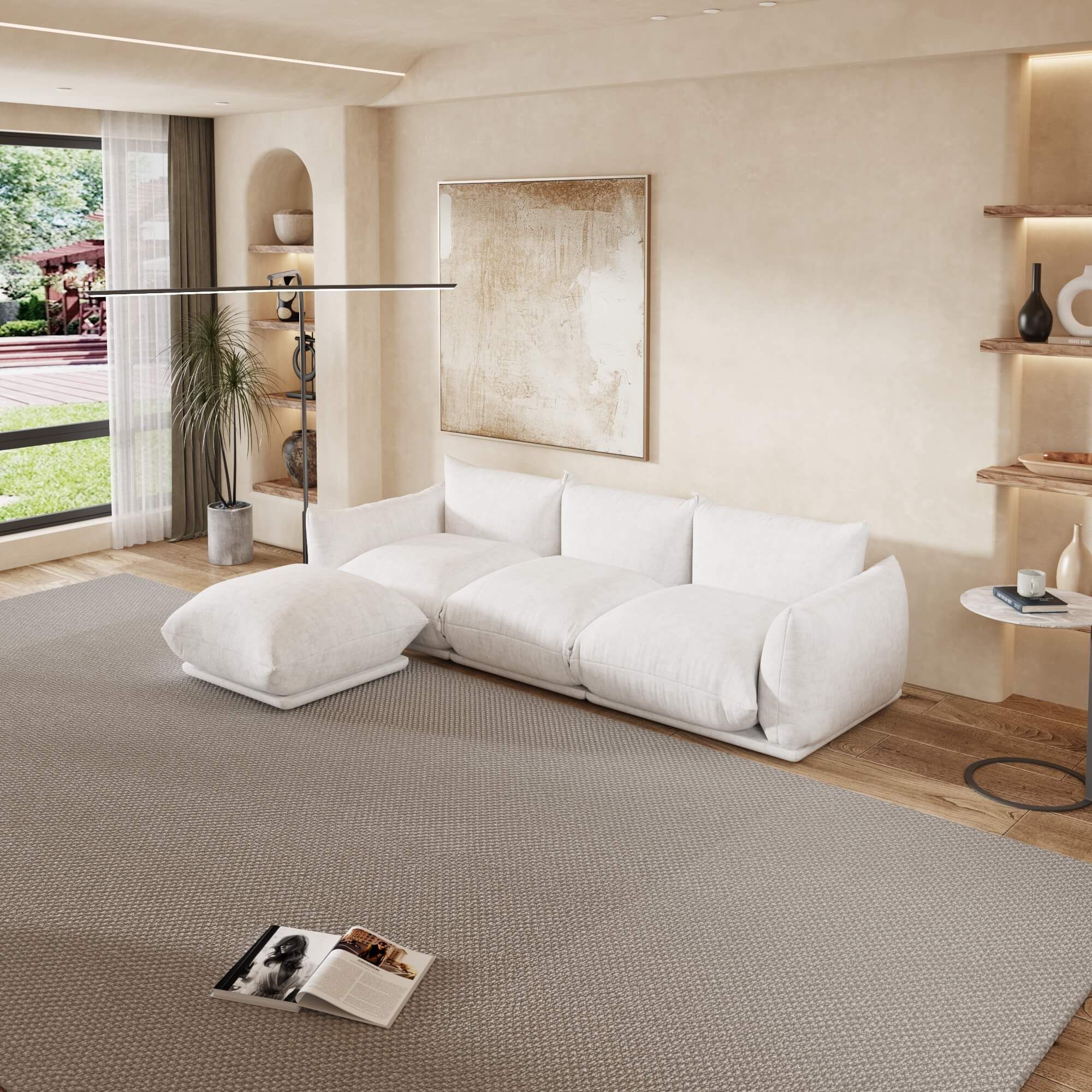 Crenus Sereno 103.93" 3-Seater Sofa Chenille Floor Sectional Couch - Green