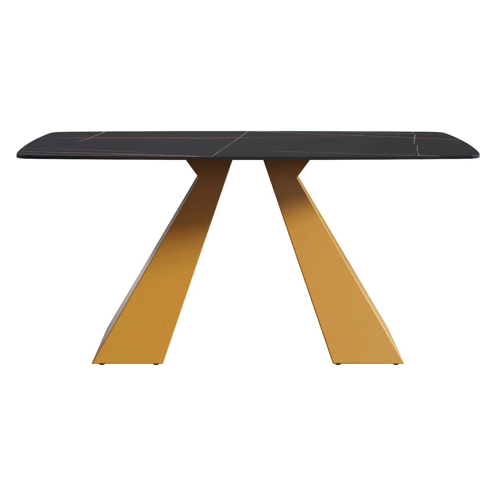 Crenus La Regina Curved Rectangular Dining Table - Pandora/Black, 70.87''