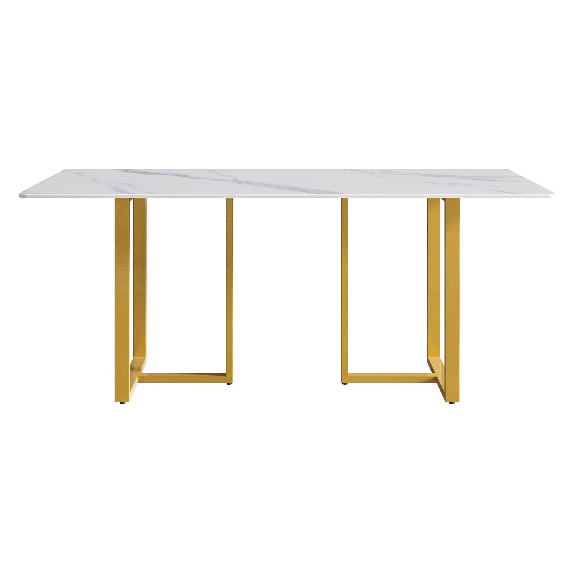Crenus Trani Rectangular Dining Table - Gray/Gold, 63"