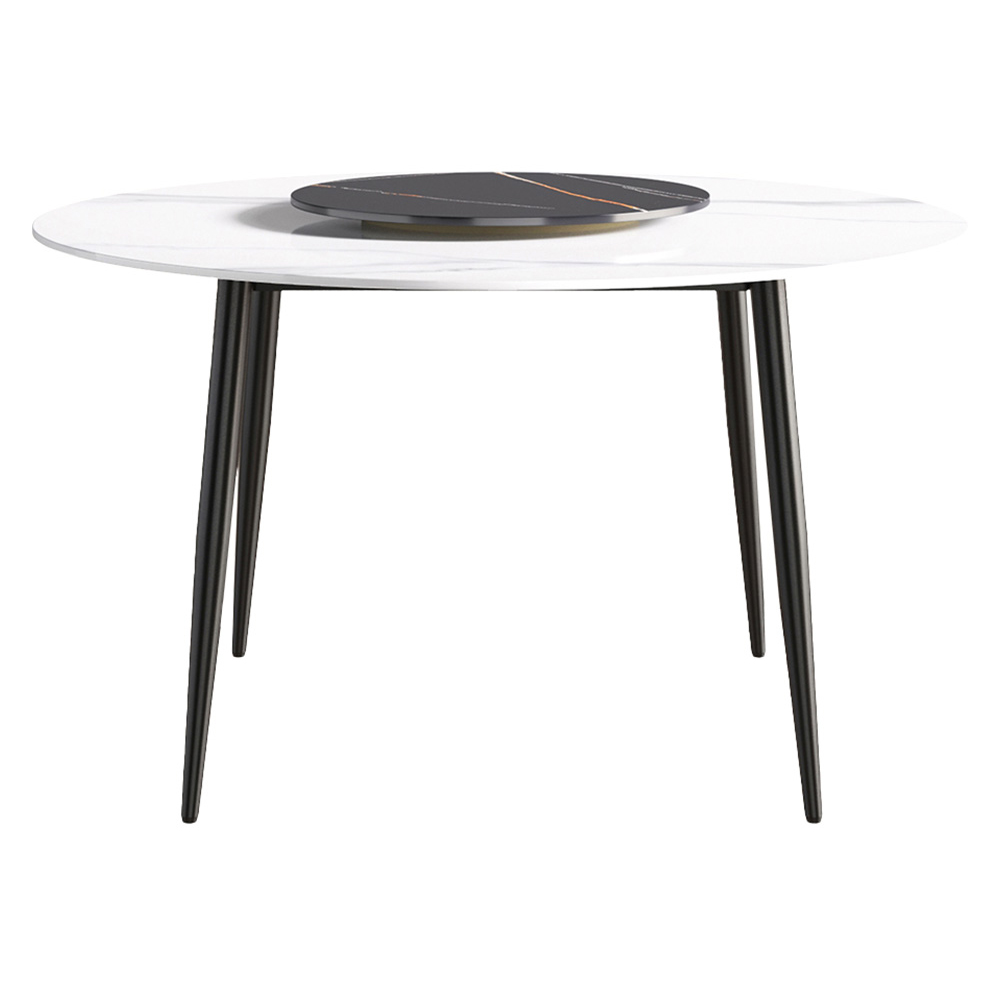 Crenus Lazy Sysan Round Dining Table - White/Black, 53.15”