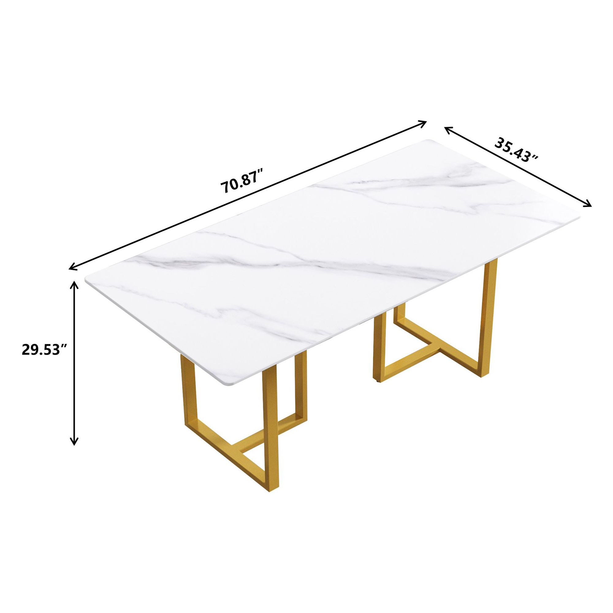 Crenus Trani Rectangular Dining Table - Gray/Black, 63"