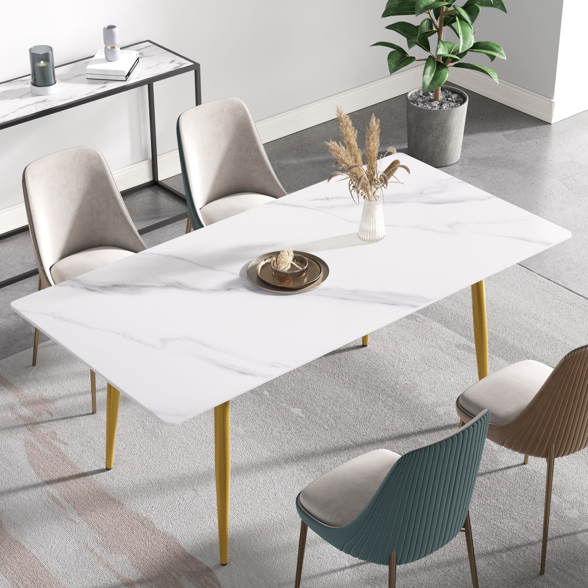 Crenus Sophia Rectangular Dining Table - Gray/Black, 63"