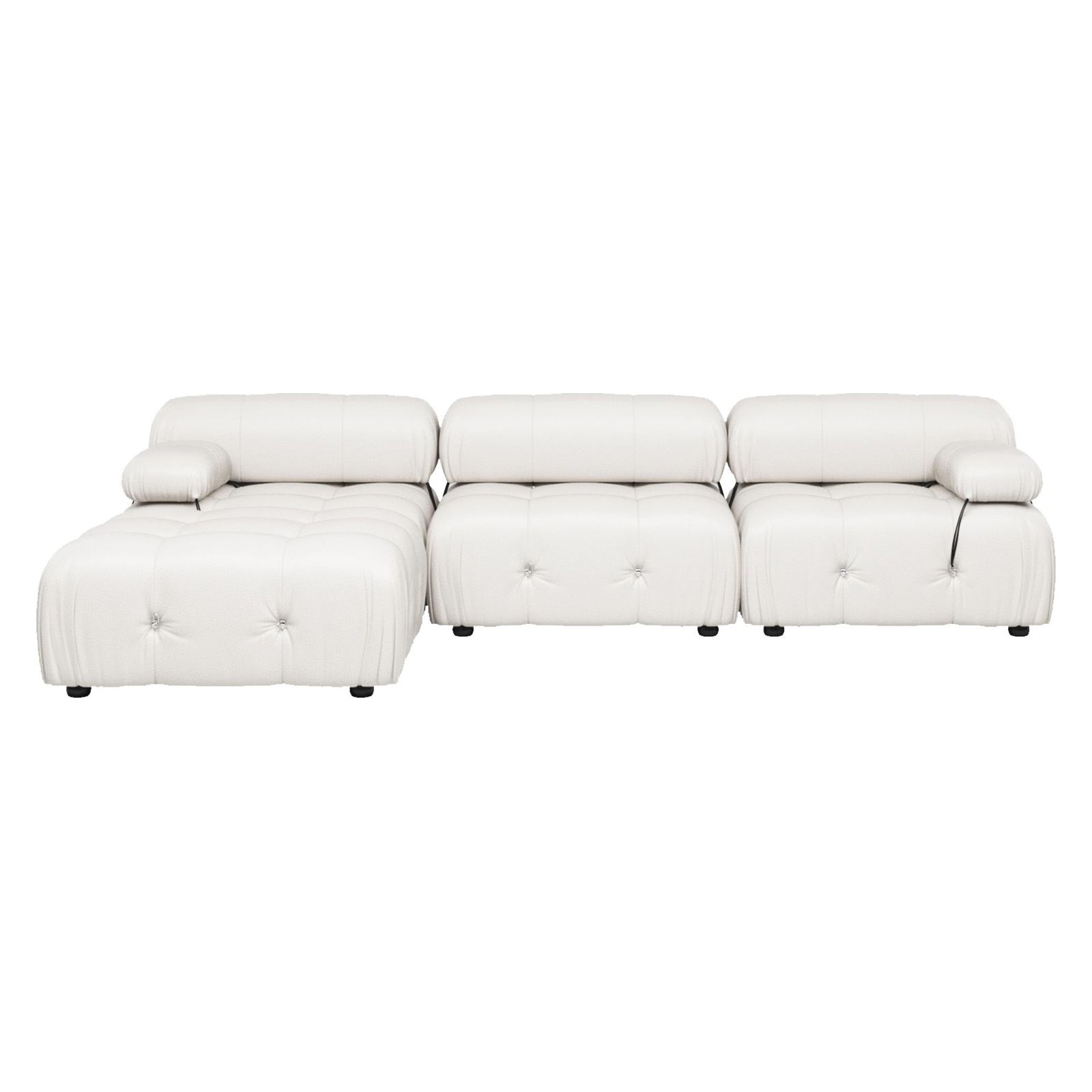 Crenus Lusso 103.95" 3-Seater Leather Sofa With Ottoman Water Resistant Anti scratch - Orange
