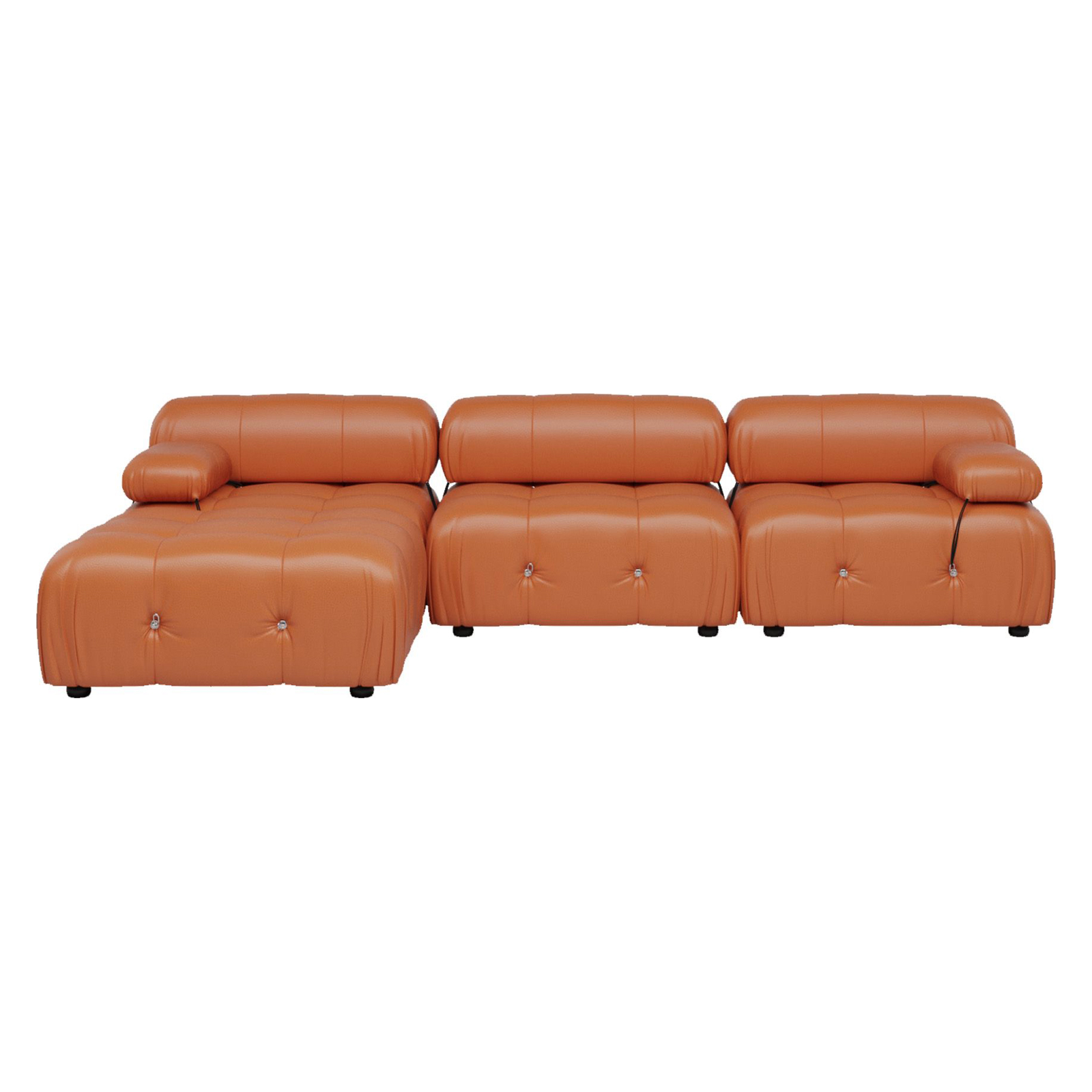 Crenus Lusso 103.95" 3-Seater Leather Sofa With Ottoman Water Resistant Anti scratch - Orange