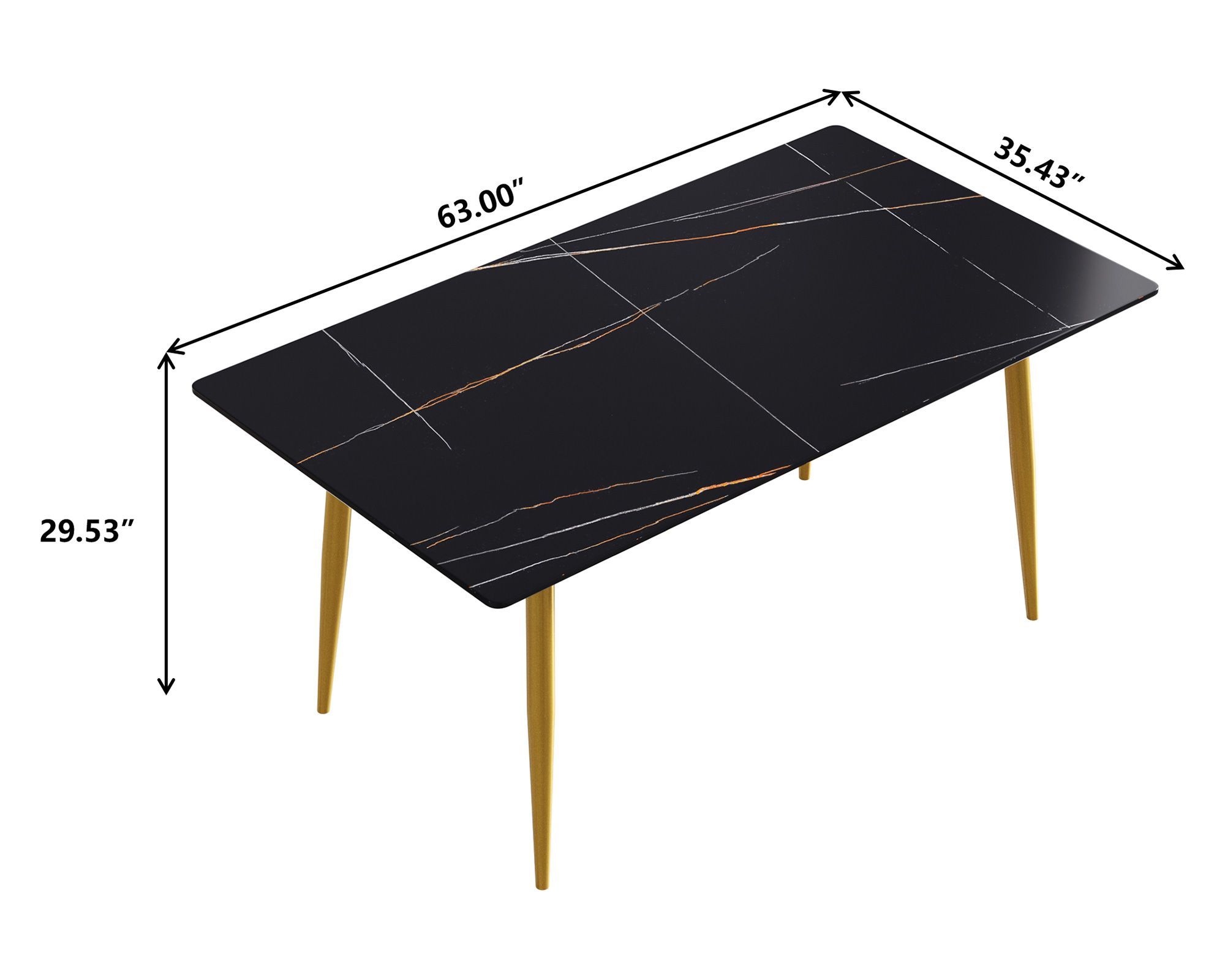 Crenus Sophia Rectangular Dining Table - Black, 63"