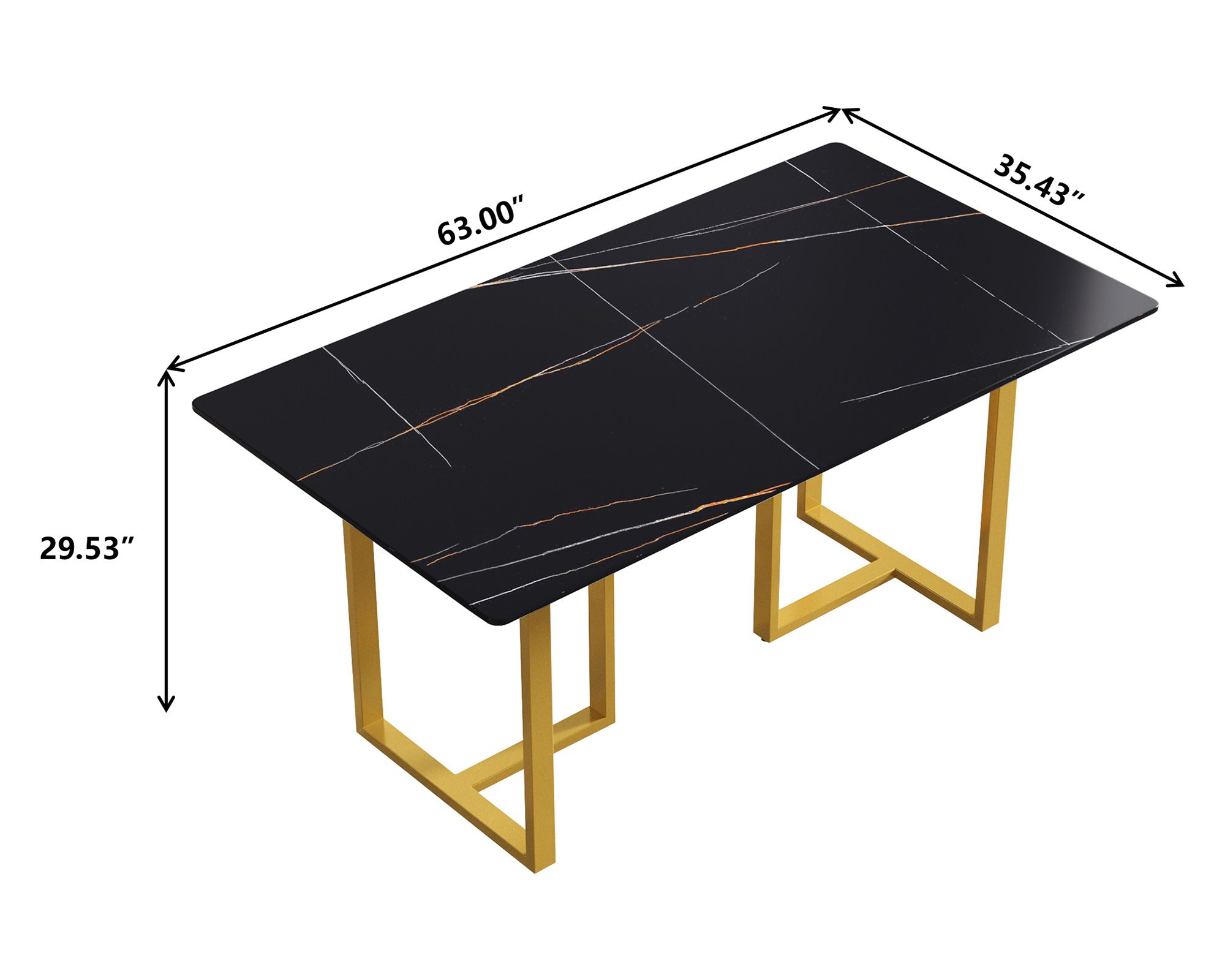 Crenus Trani Rectangular Dining Table - Black, 63"