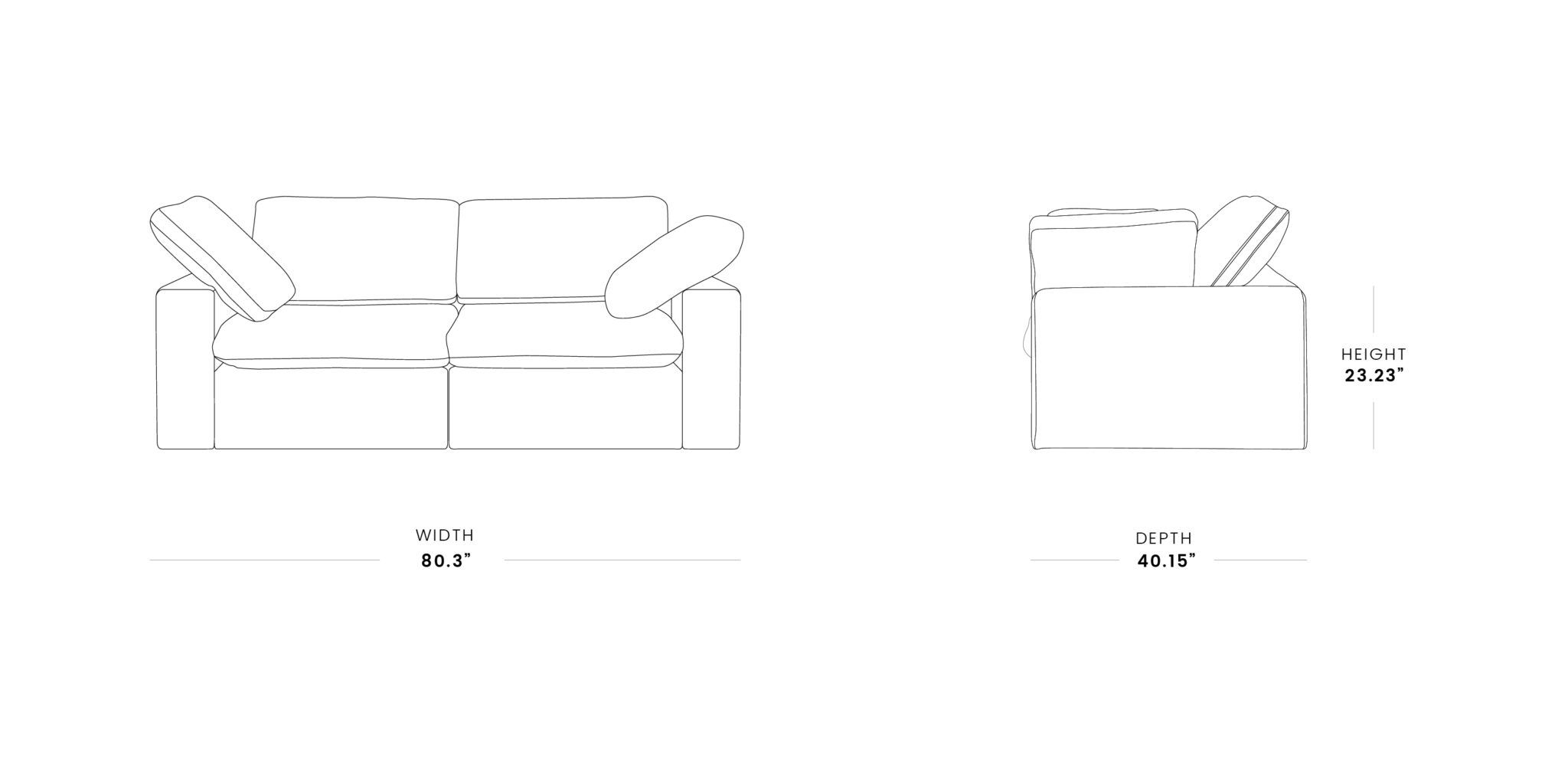 Crenus Cloud 80.3" Modular Sofa-LoveSeat Removable Sofa Cover - Light Gray