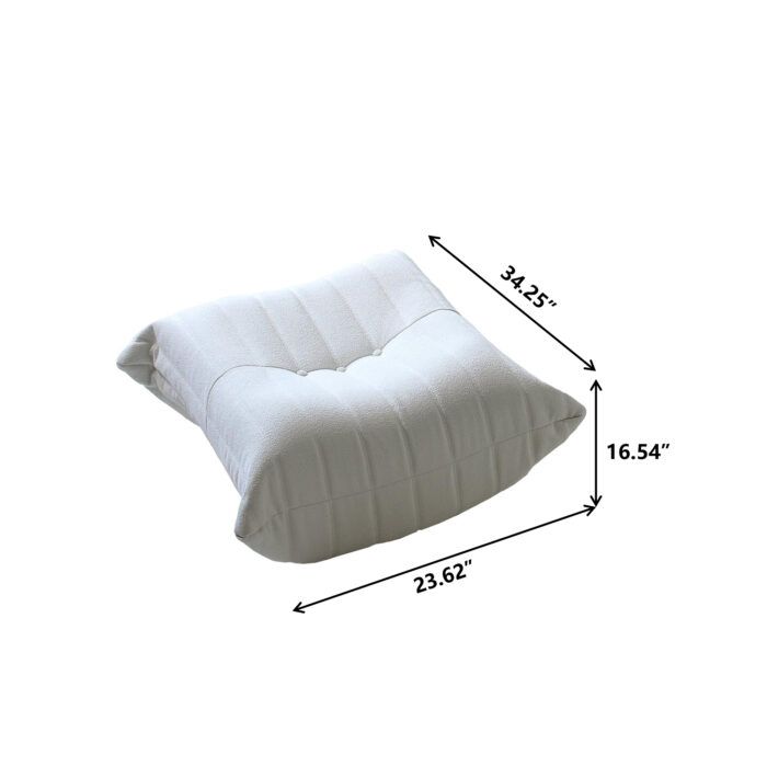 Crenus 34.25" Caterpillar Sofa Ottoman - Beige, Teddy Velvet