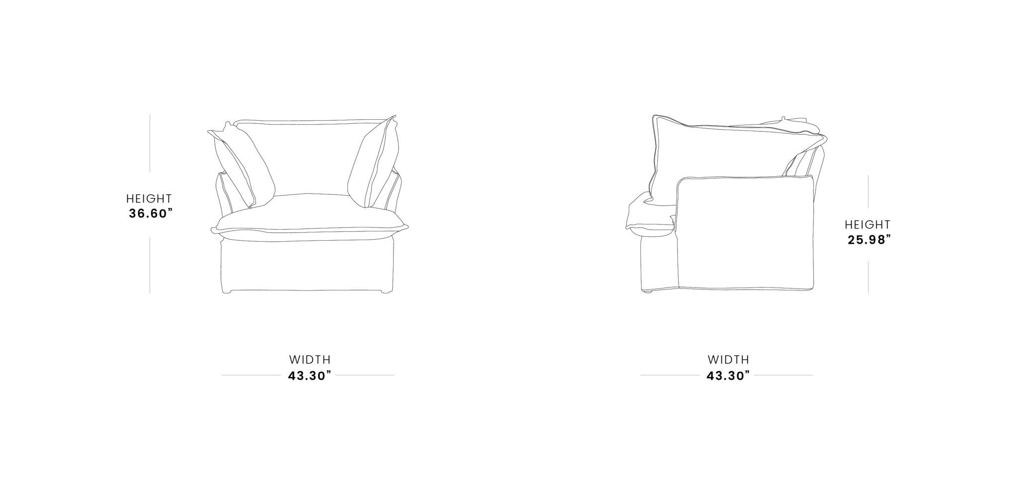 Crenus Softspot 43.3" Single Seat Sofa Cover - Beige