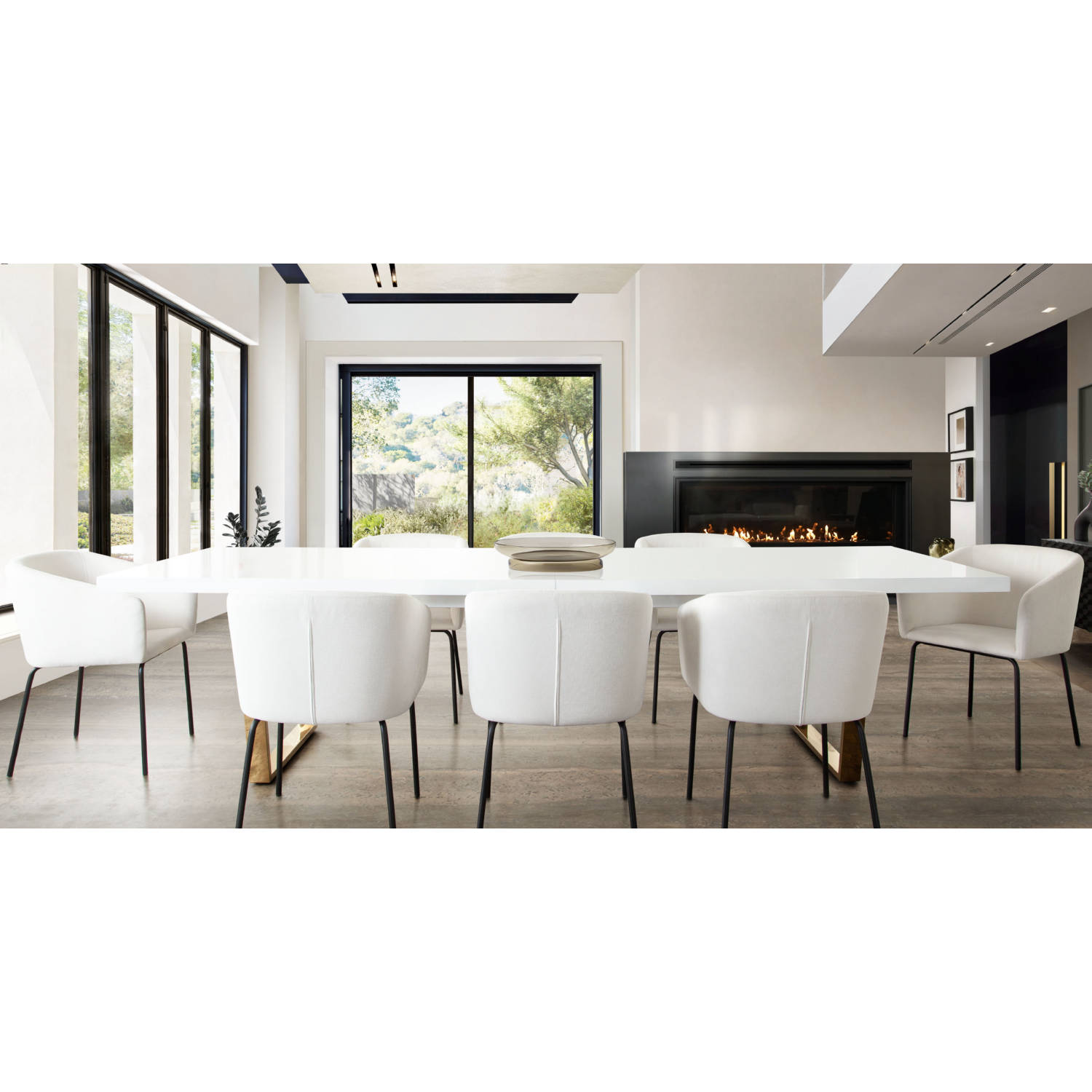 Diamond Sofa Avery Performance Fabric Dining Chairs with Black Metal Leg (Set of 2) - Mist White