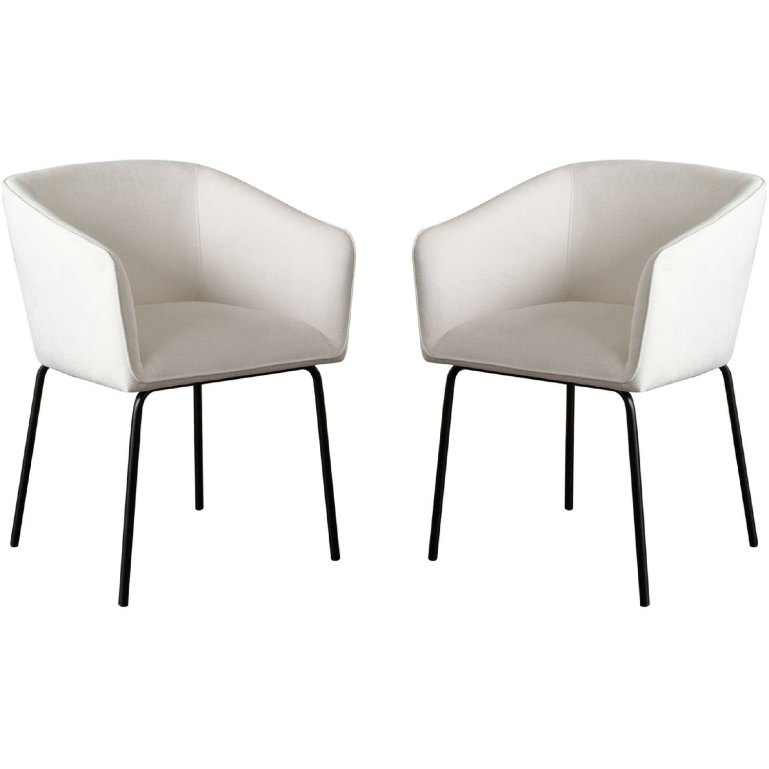Diamond Sofa Avery Performance Fabric Dining Chairs with Black Metal Leg (Set of 2) - Mist White