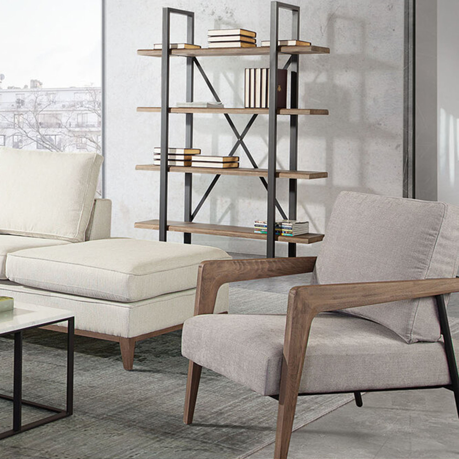 Diamond Sofa Blair Fabric Accent Chair with Curved Wood Leg Detail - Gray