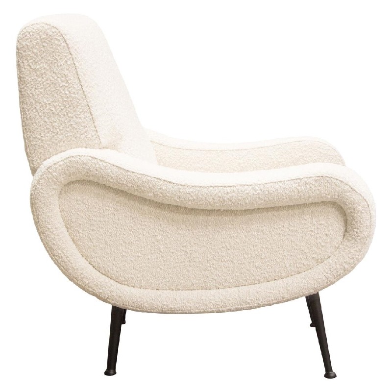 Diamond Sofa Cameron Boucle Textured Fabric Accent Chair with Black Leg - Bone