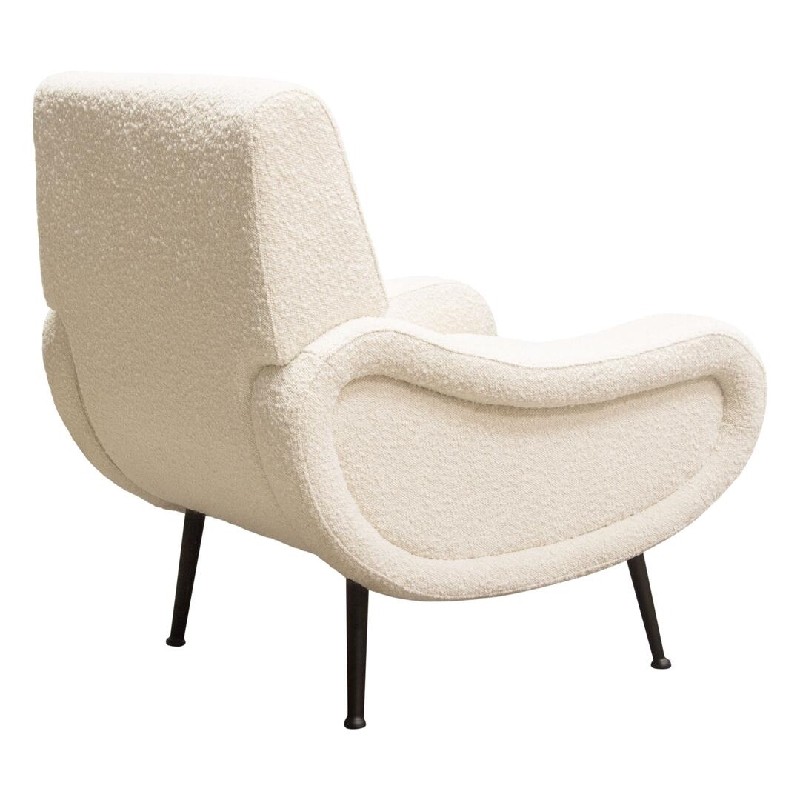 Diamond Sofa Cameron Boucle Textured Fabric Accent Chair with Black Leg - Bone