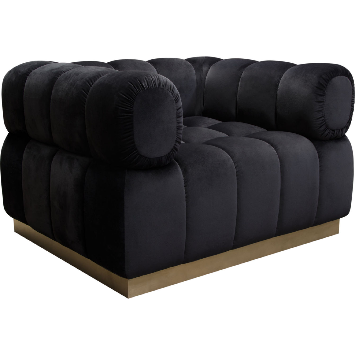 Diamond Sofa Image Low Profile Velvet Chair with Brushed Gold Base - Black