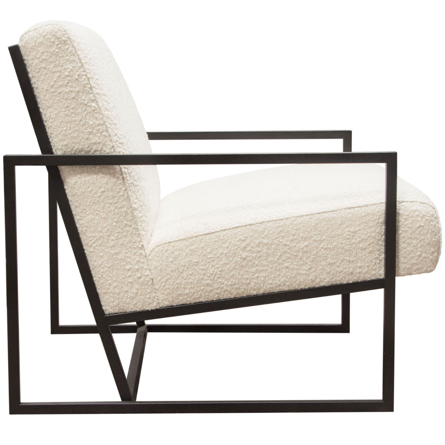 Diamond Sofa - Luxe Boucle Textured Fabric Accent Chair with Black Powder Coat Frame in Bone