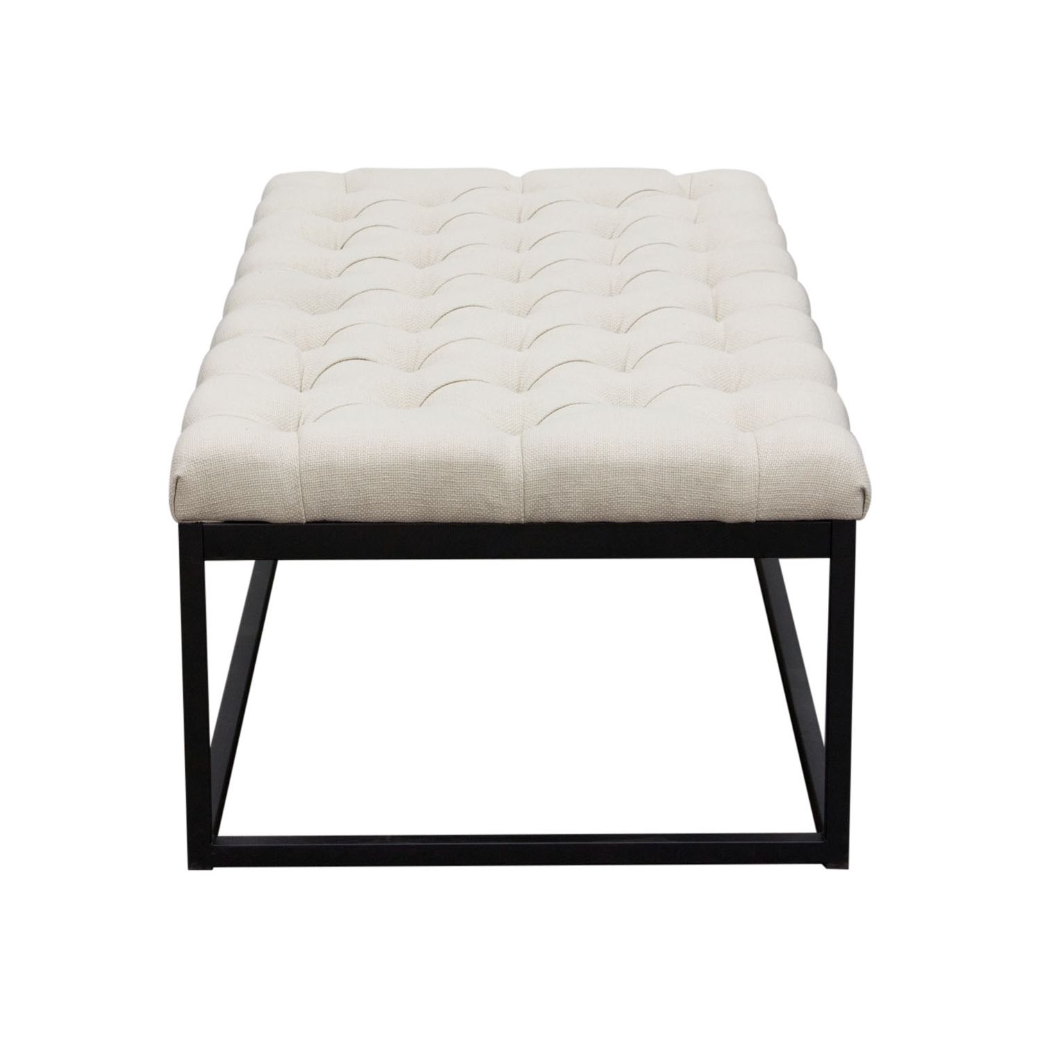 Diamond Sofa Mateo Black Powder Coat Metal Large Linen Tufted Bench - Desert Sand