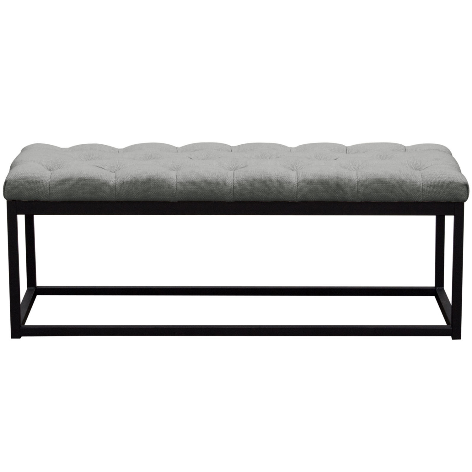 Diamond Sofa Mateo Black Powder Coat Metal Small Linen Tufted Bench - Gray