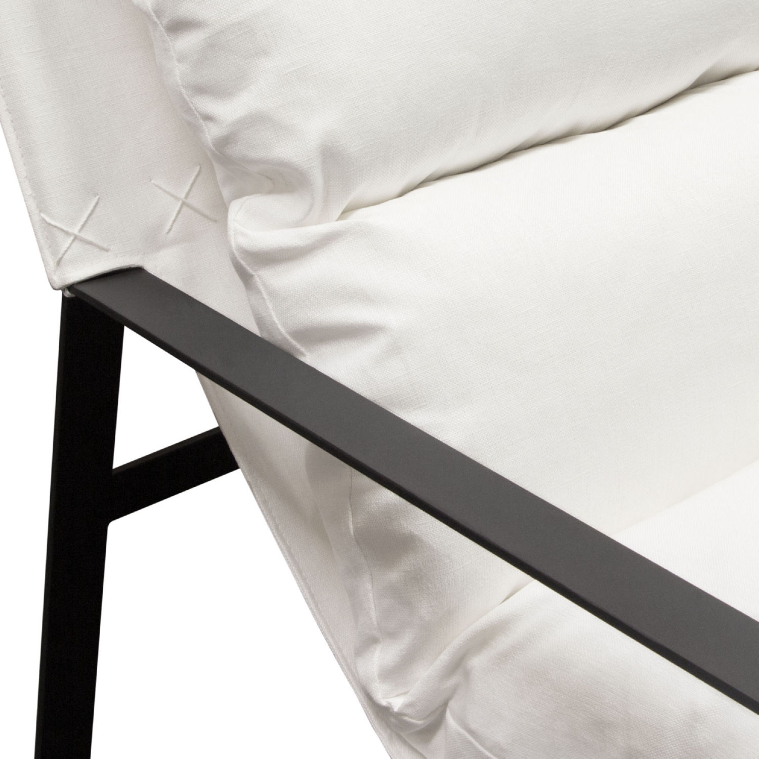 Diamond Sofa Miller Sling Linen Fabric Accent Chair with Black Powder Coated Metal Frame - White