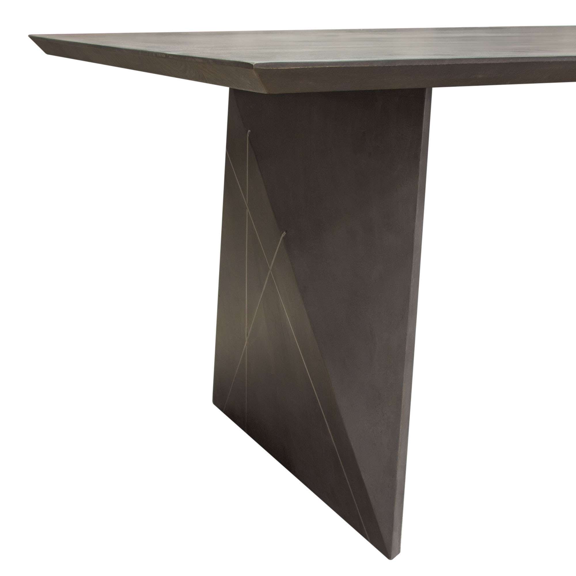 Diamond Sofa - Motion Solid Mango Wood Dining Table with Silver Metal Inlay in Smoke Gray Finish