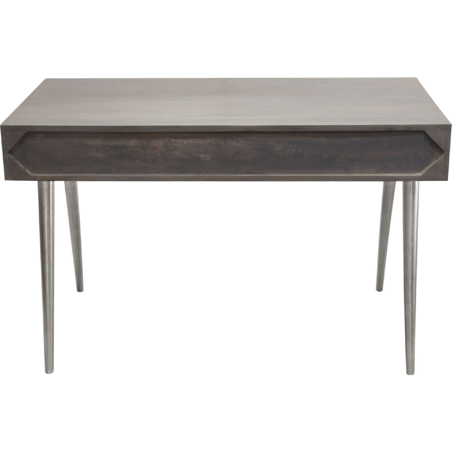 Diamond Sofa - Petra Solid Mango Wood 2-Drawer Writing Desk with Nickel Legs in Smoke Gray Finish