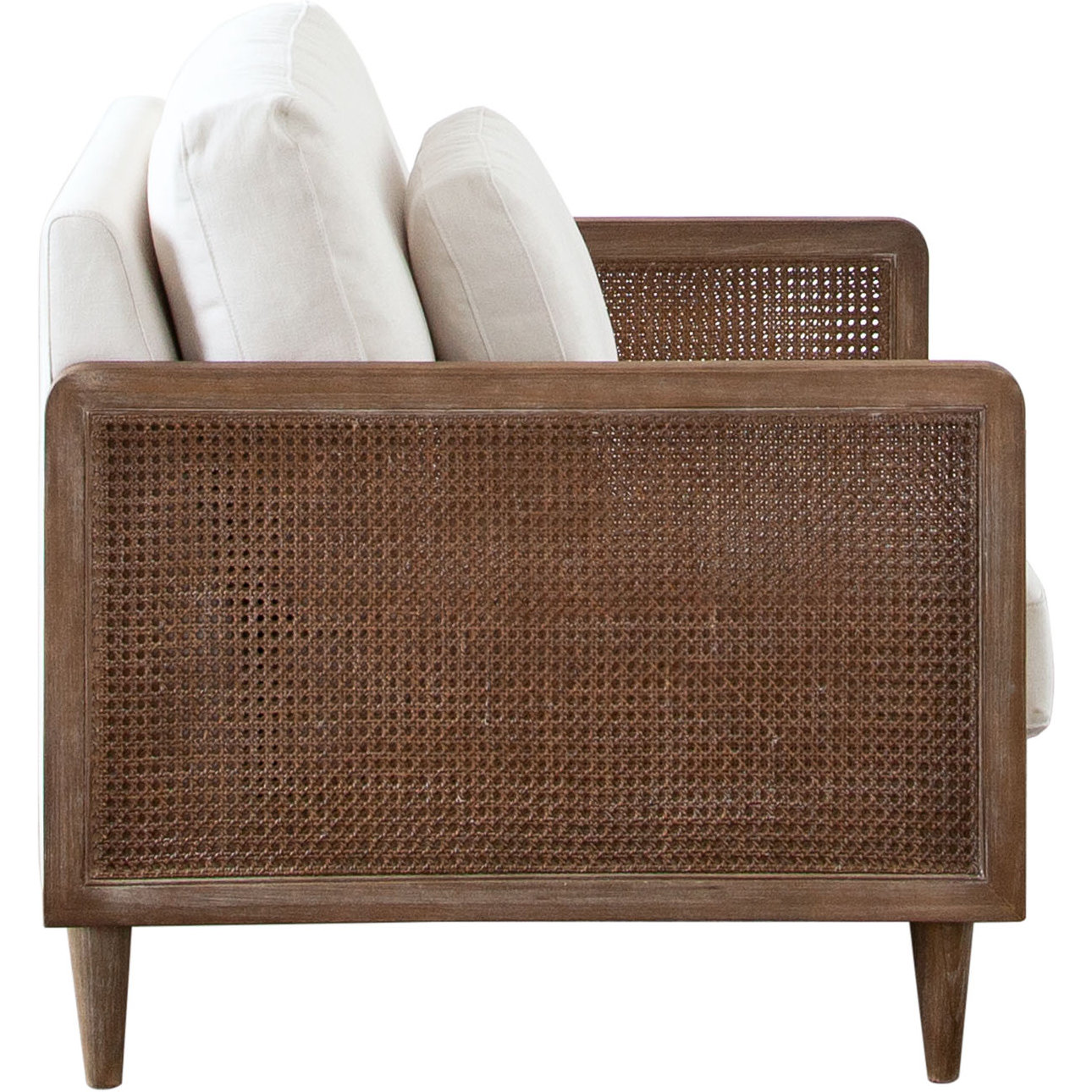 Diamond Sofa - Piper Linen Fabric Chair with Natural Rattan in White