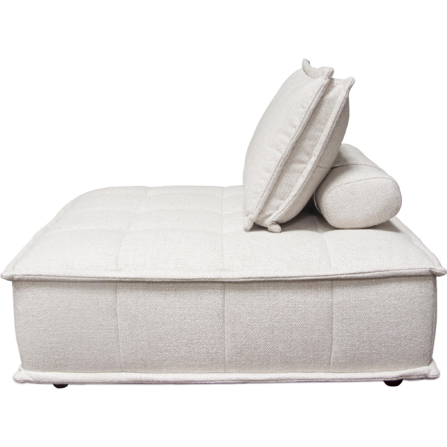 Diamond Sofa Platform Square Fabric Modular Lounger with Bolstered Non-Skid Backrest - Light Sand