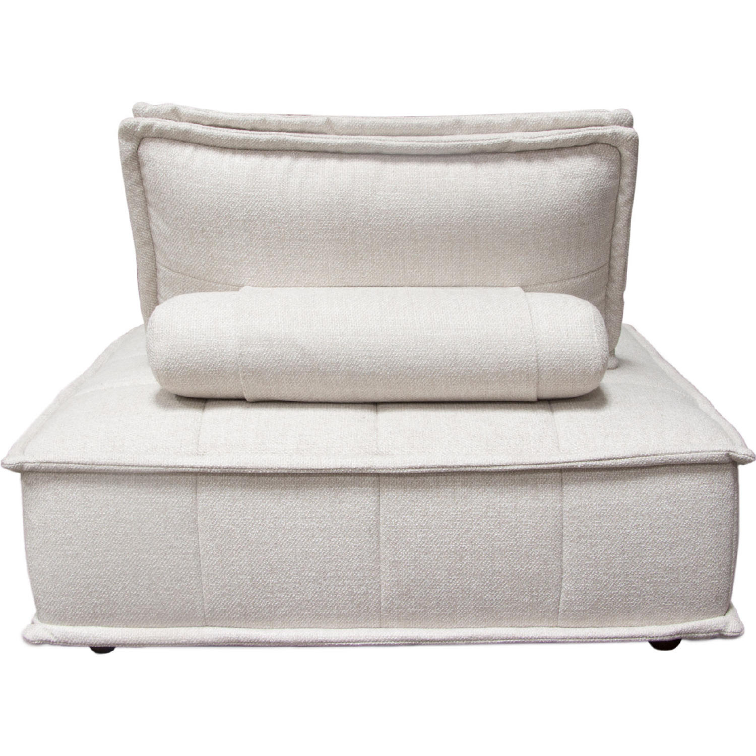 Diamond Sofa Platform Square Fabric Modular Lounger with Bolstered Non-Skid Backrest - Light Sand