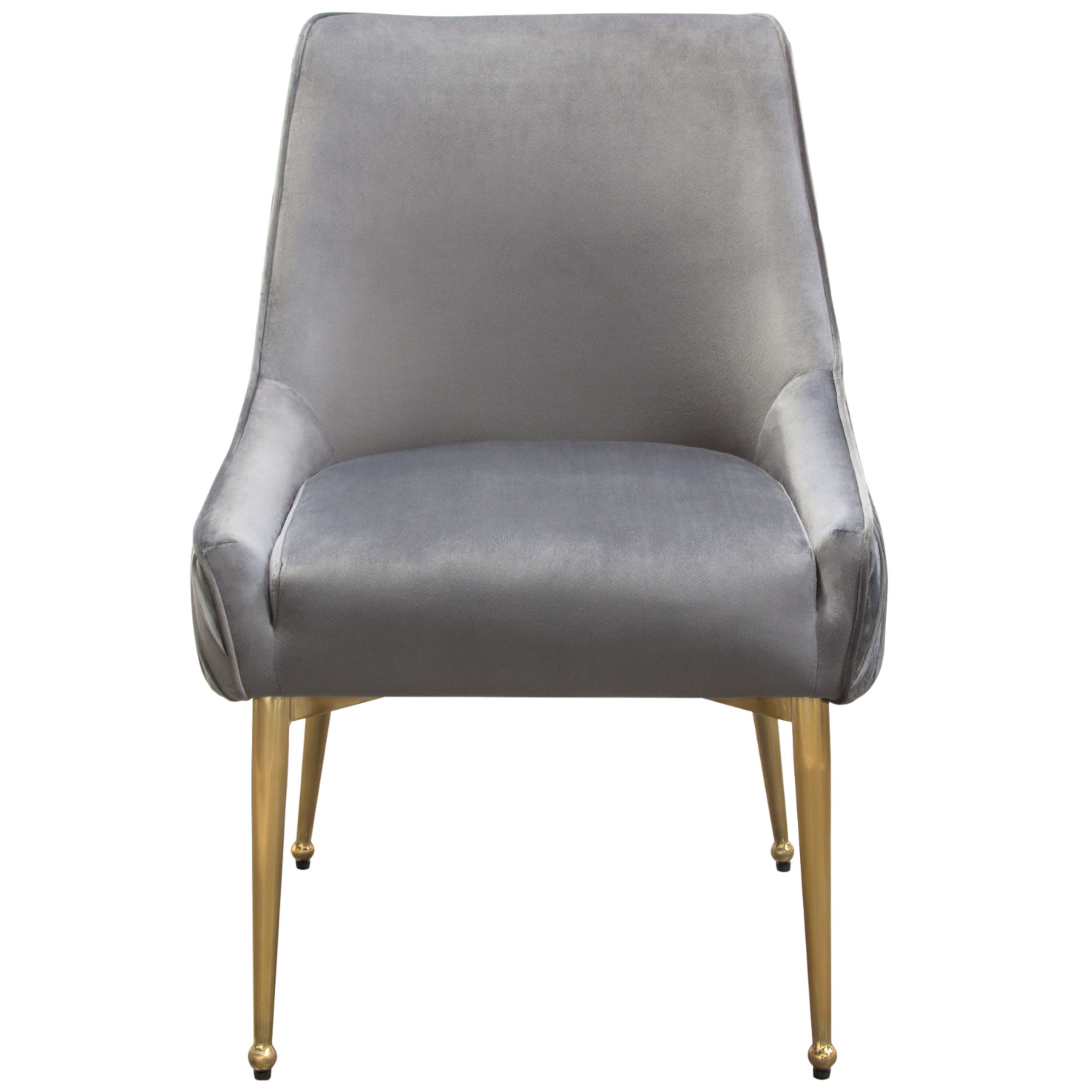 Diamond Sofa - Quinn Velvet Dining Chairs with Vertical Outside Pleat Detail and Contoured Arm with Brushed Gold Metal Leg (Set of 2)