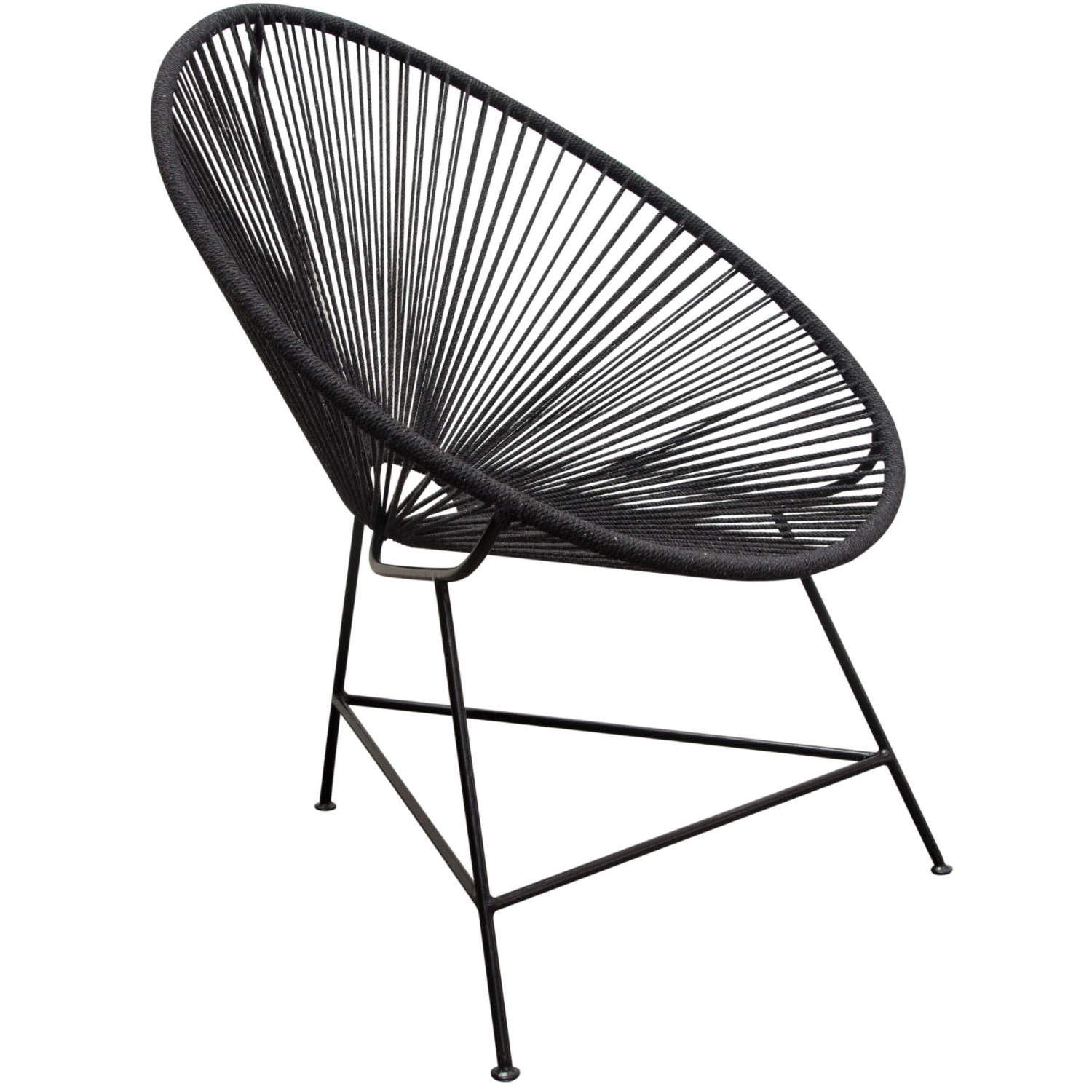 Diamond Sofa Sativa 2-Pack Rope Accent Chair with Black Iron Rod Frame - Black