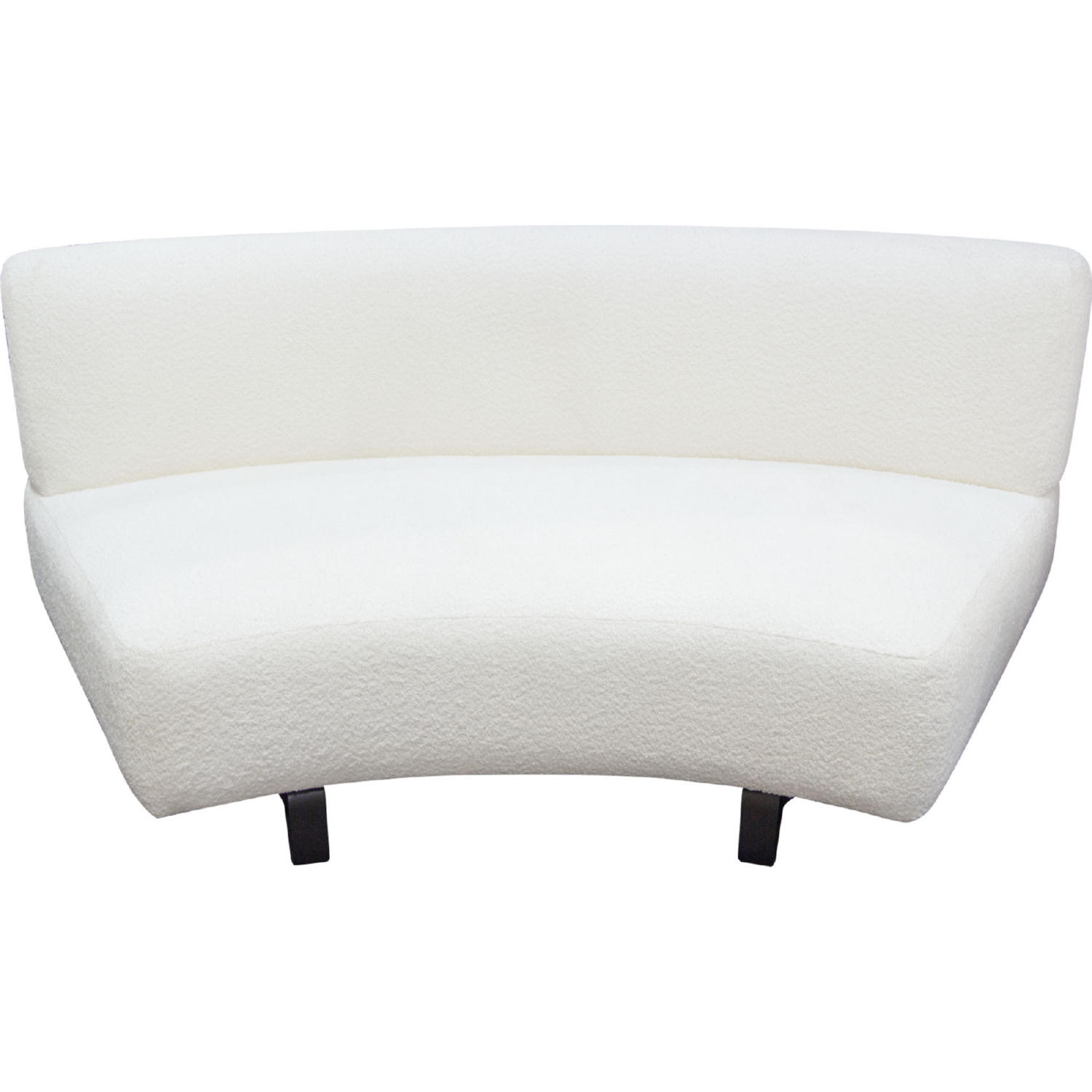 Diamond Sofa Vesper Faux Shearling Curved Armless Sofa with Black Wood Leg Base - White