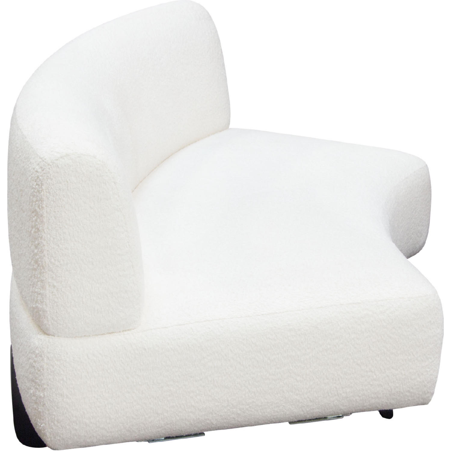 Diamond Sofa Vesper Faux Shearling Curved Armless Sofa with Black Wood Leg Base - White