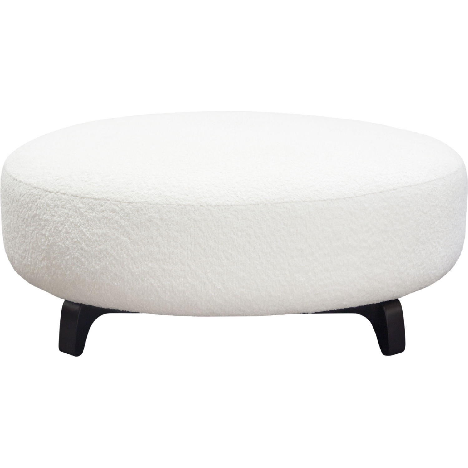 Diamond Sofa - Vesper Faux Shearling Round Ottoman with Black Wood Leg Base in White