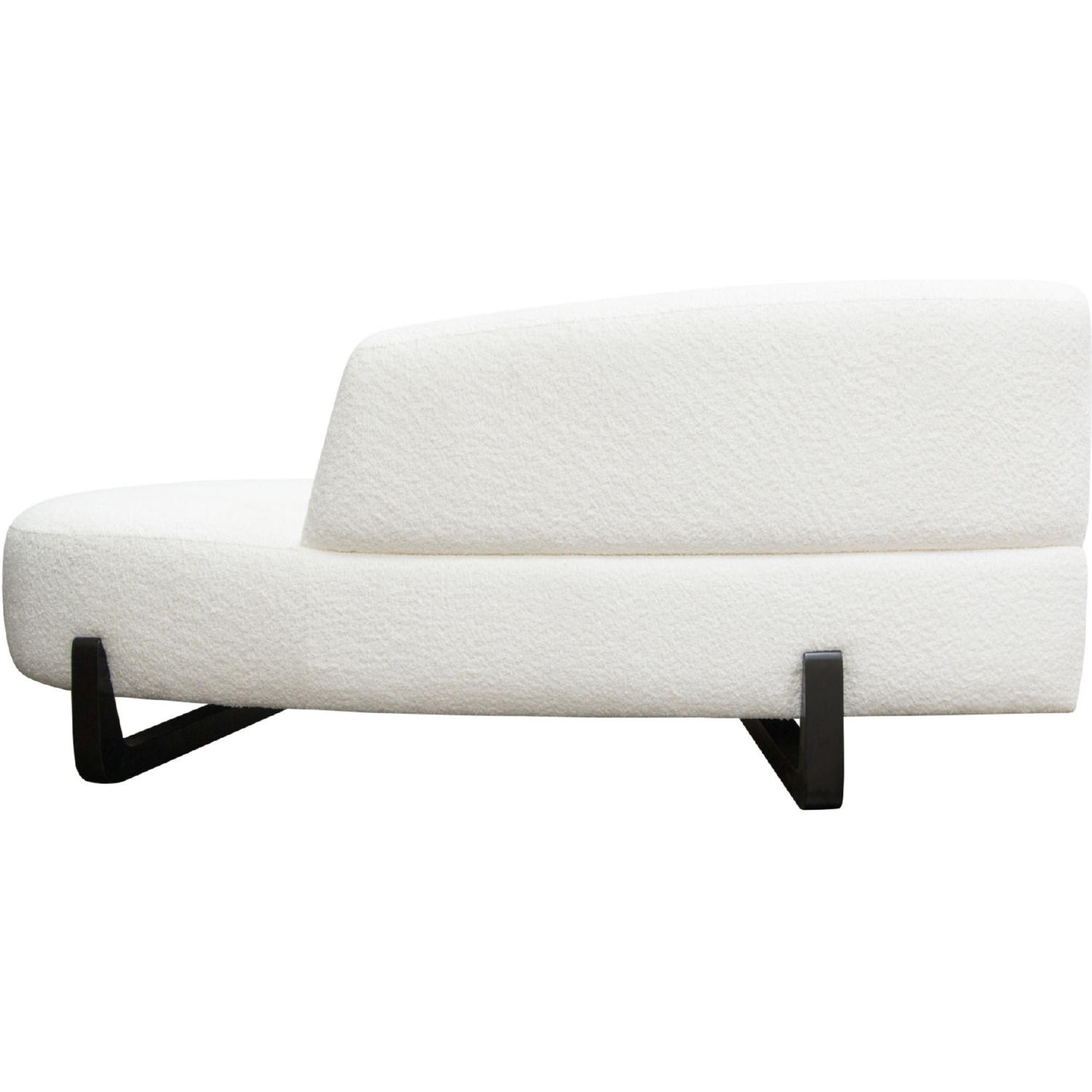 Diamond Sofa Vesper Faux Shearling Curved Armless Right Chaise with Black Wood Leg Base - White
