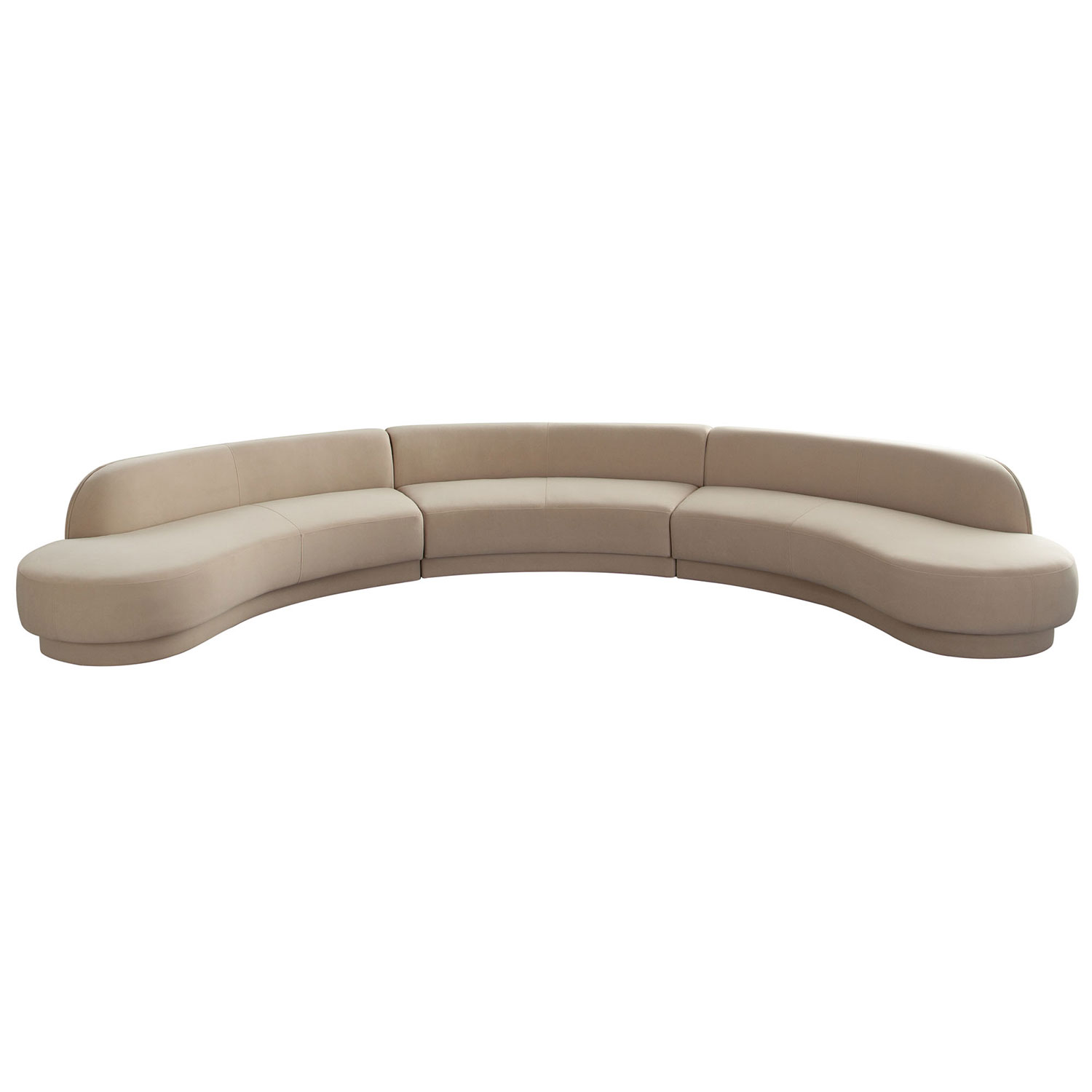 Diamond Sofa - Zelda Performance Velvet Modular Curved Armless Sofa & Chaise with Two Accent Pillow Balls
